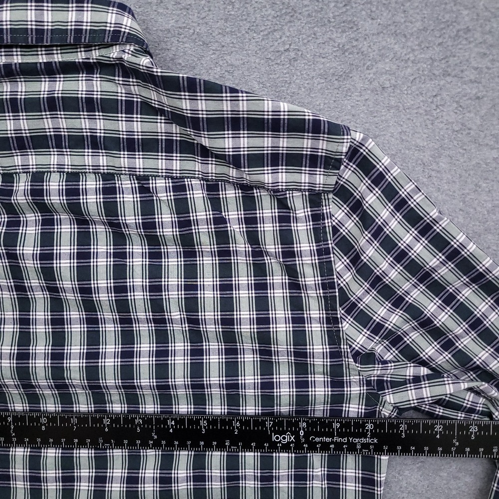 Lacoste Mens M 40 Slim Fit Green Blue Plaid Oxford Button Down Croc Logo - Picture 8 of 11